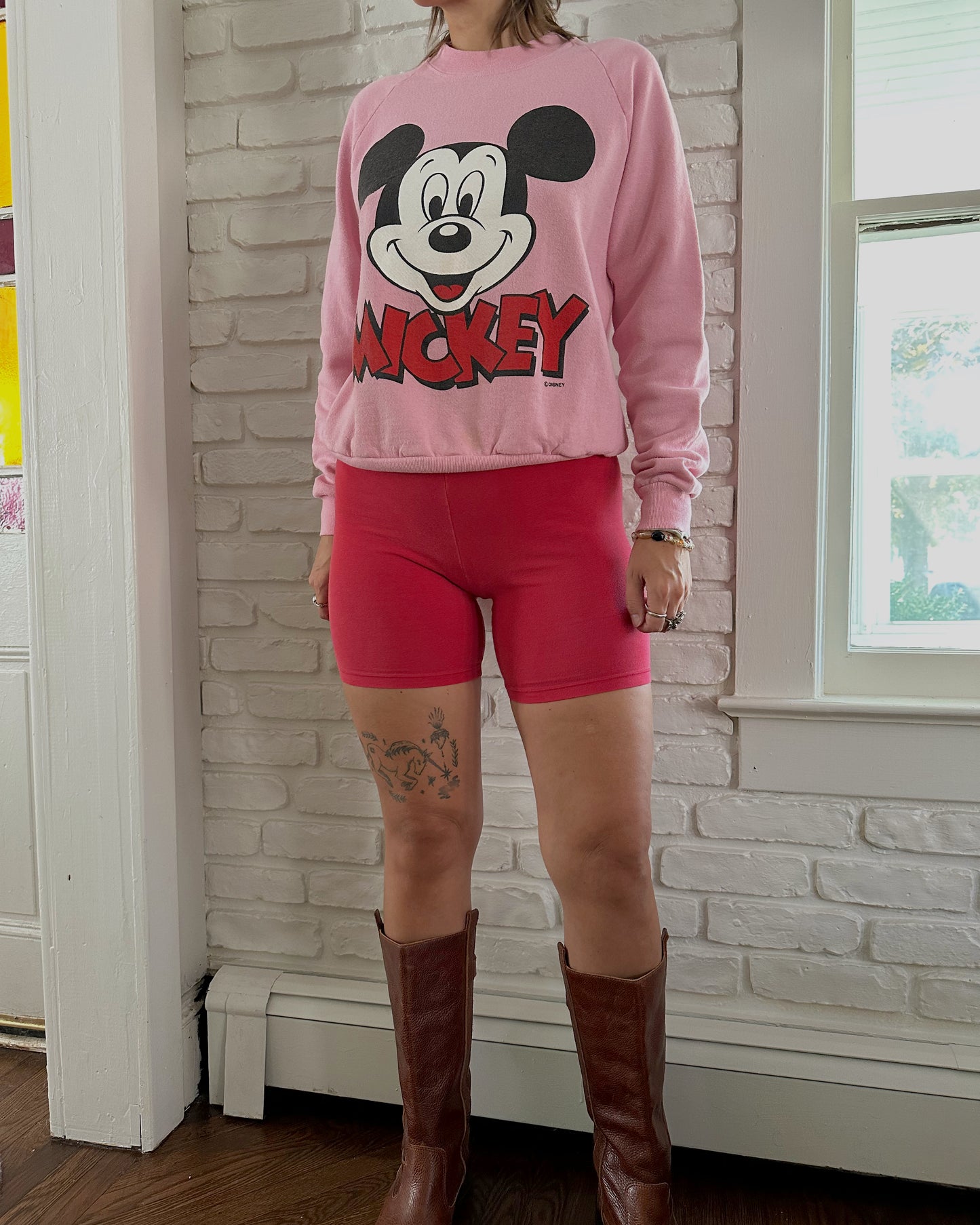 Pink Mickey Crewneck Sweatshirt (S/M)