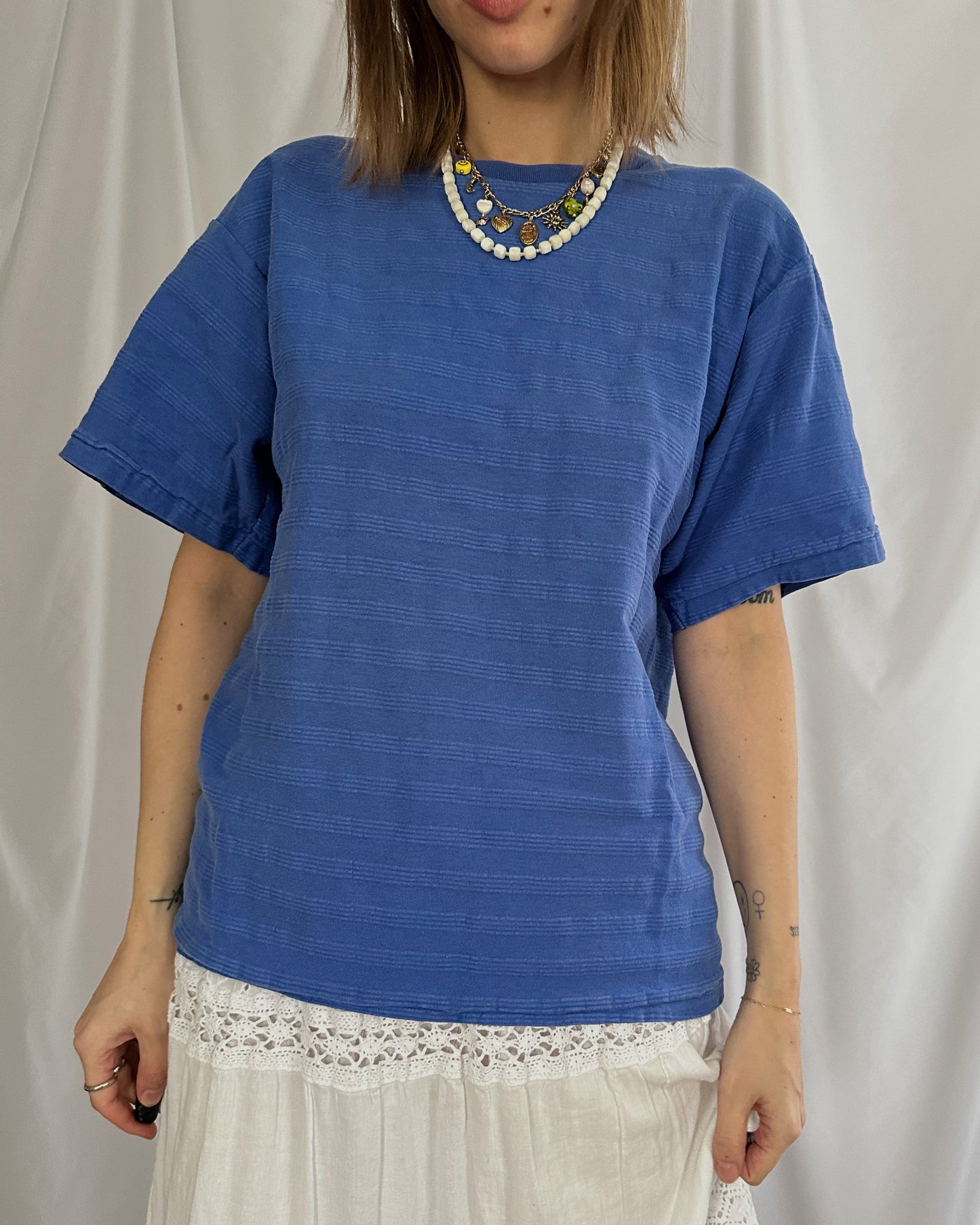 Boxy Blue Textured Tee (M/L)