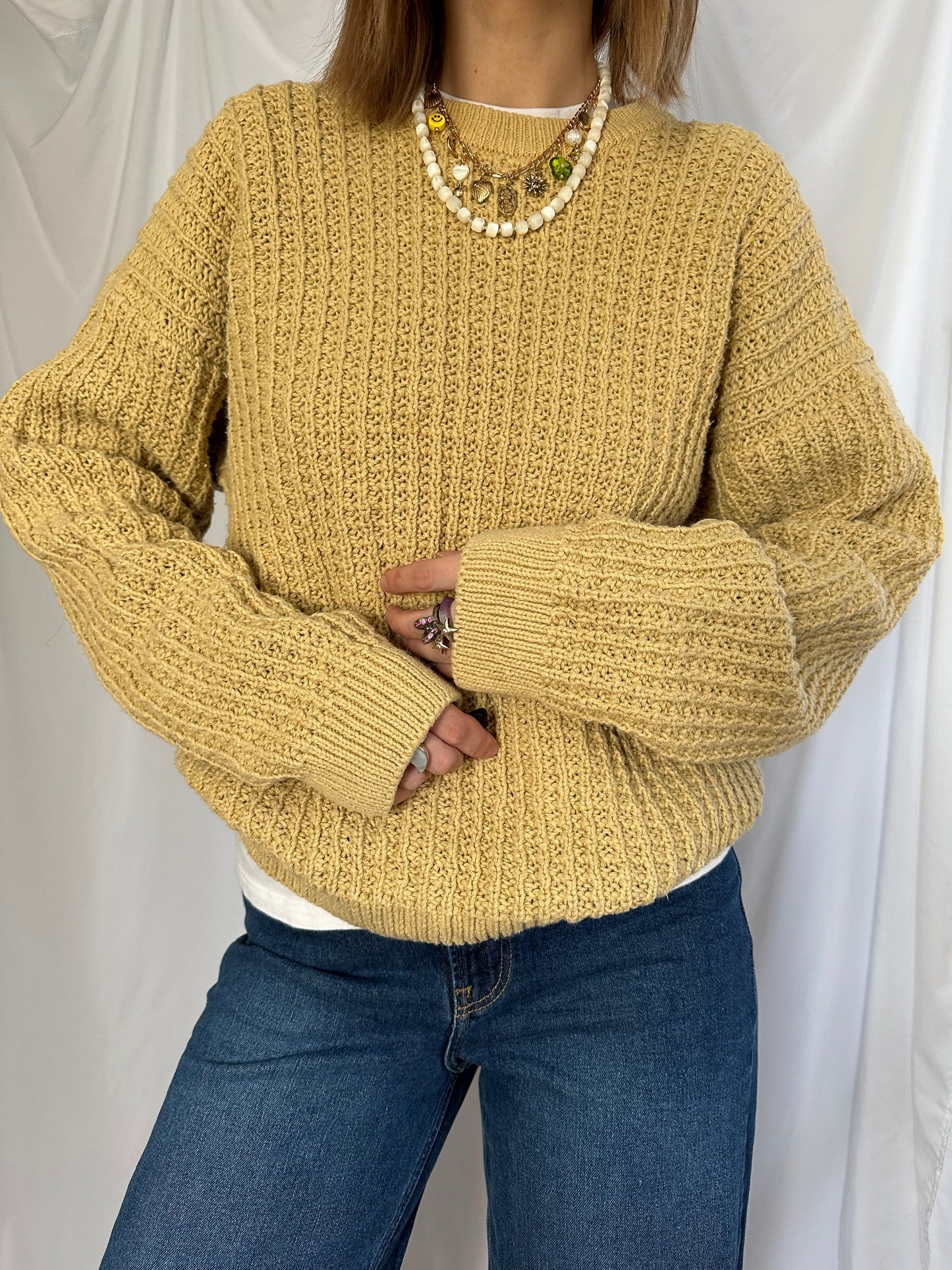 Mustard Waffle Sweater (L)