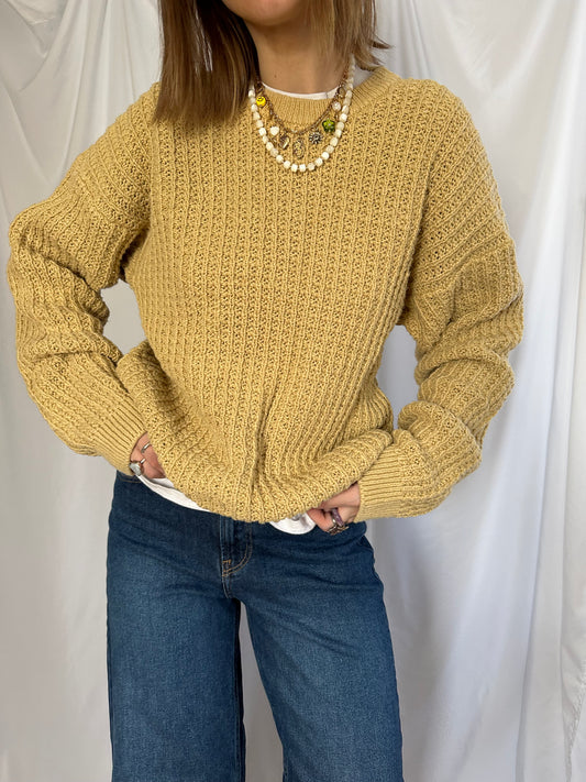 Mustard Waffle Sweater (L)