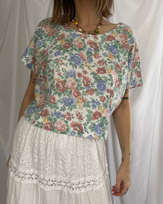 Floral Print Cropped Tee (M/L)