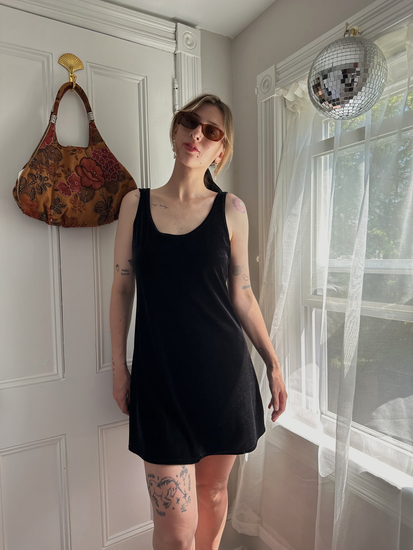 Black Velvet Mini Dress (M/L)