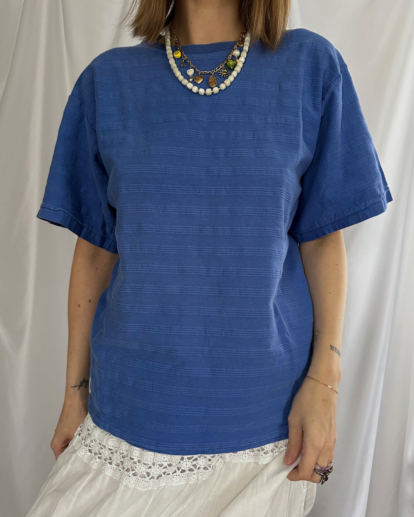 Boxy Blue Textured Tee (M/L)