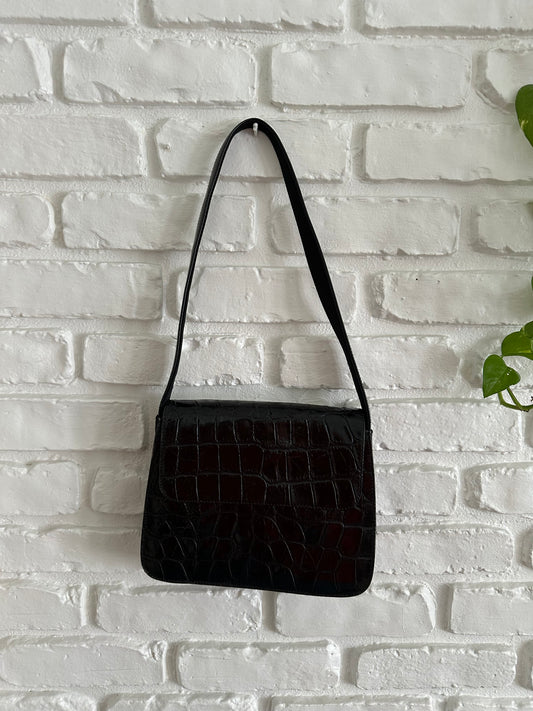 Cool Croc Leather Shoulder Bag