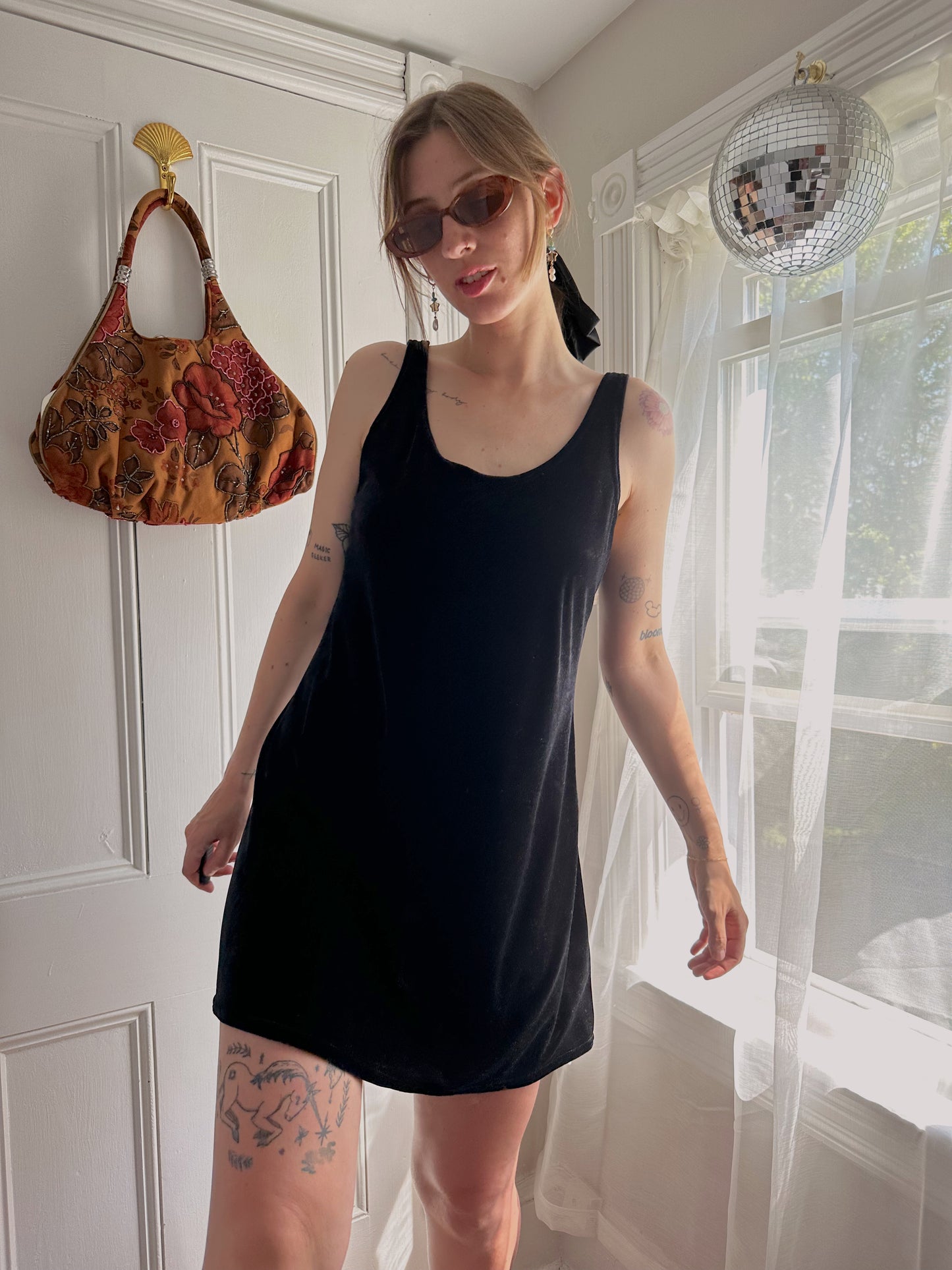 Black Velvet Mini Dress (M/L)