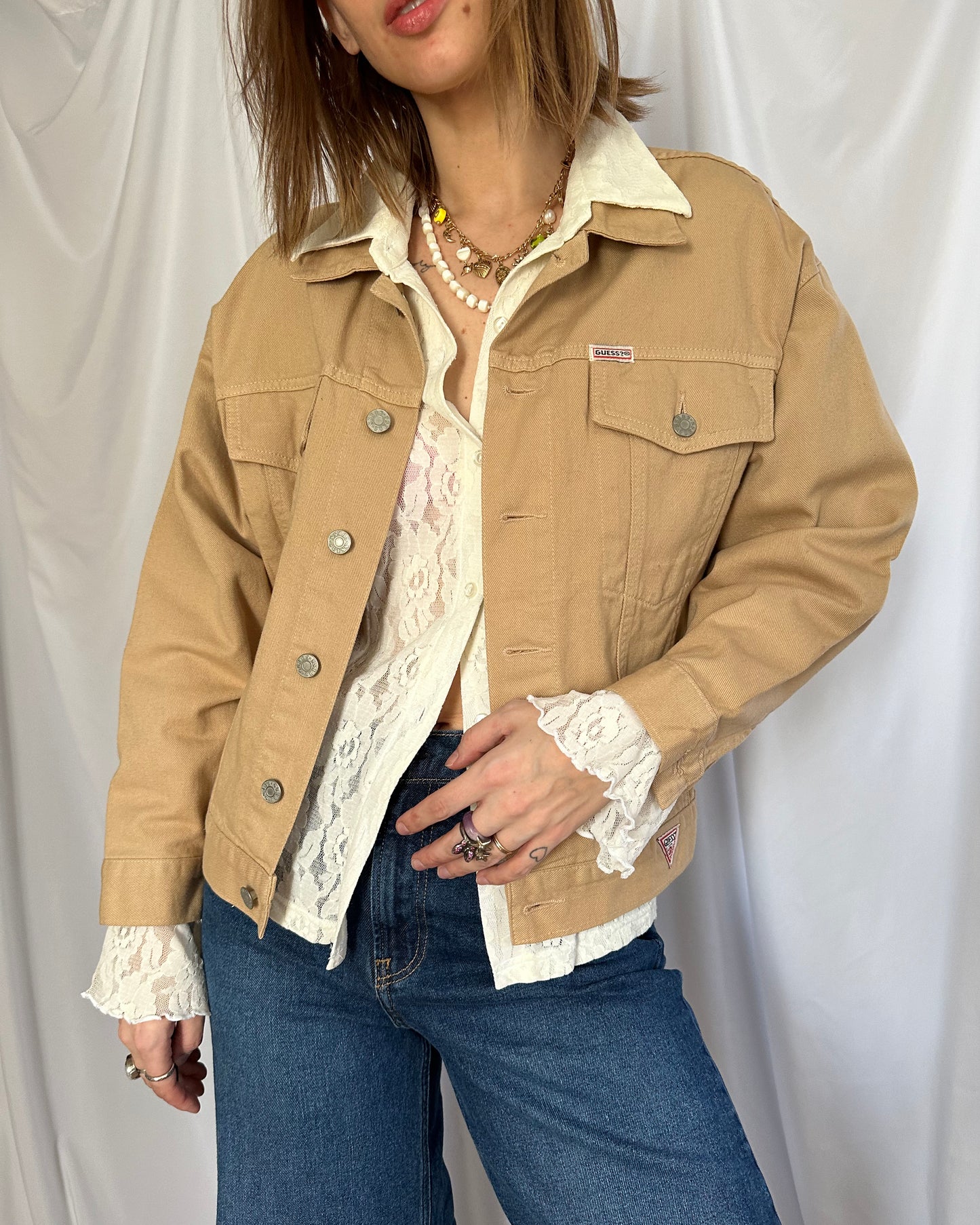 Tan GUESS Denim Jacket (S/M)