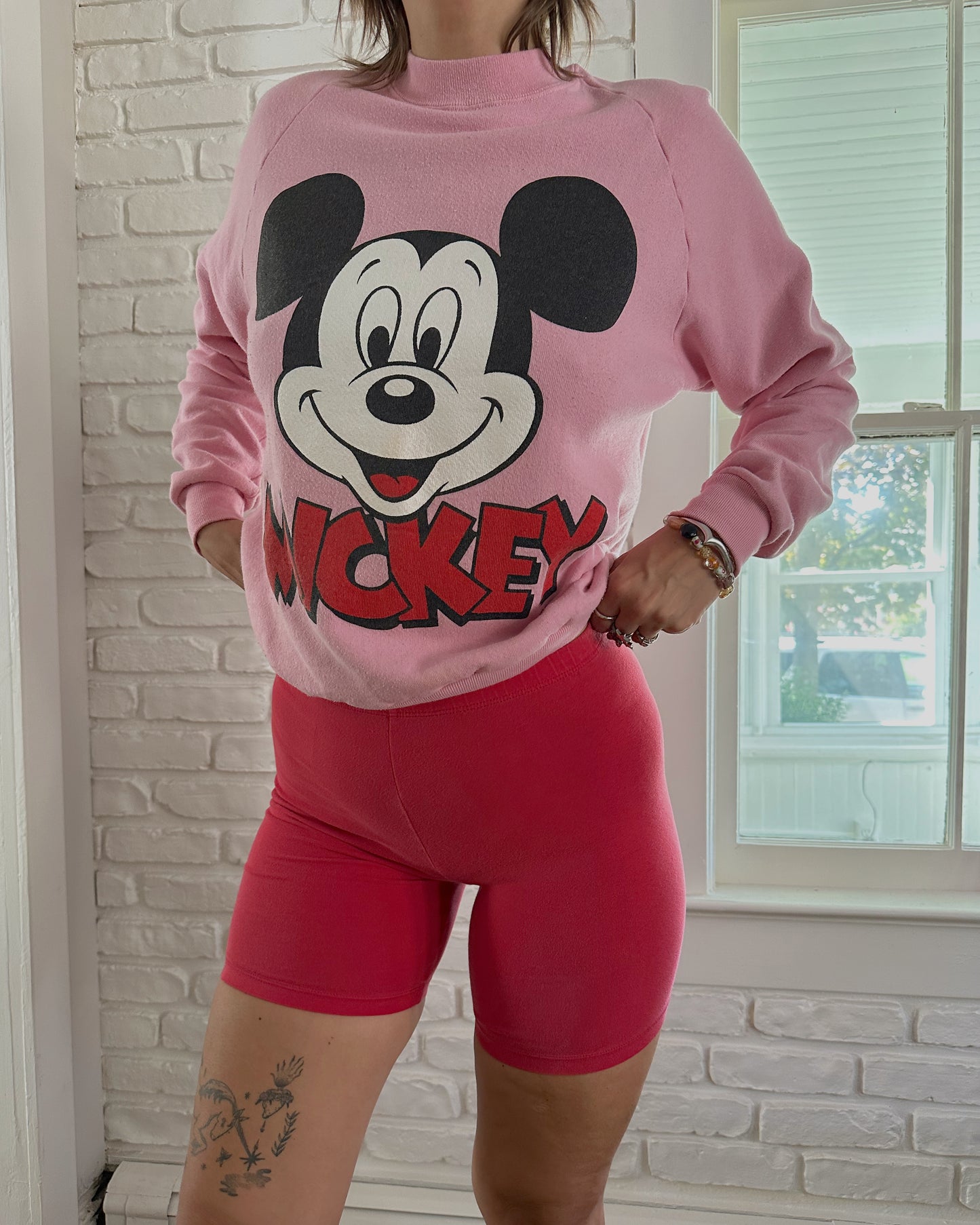 Pink Mickey Crewneck Sweatshirt (S/M)