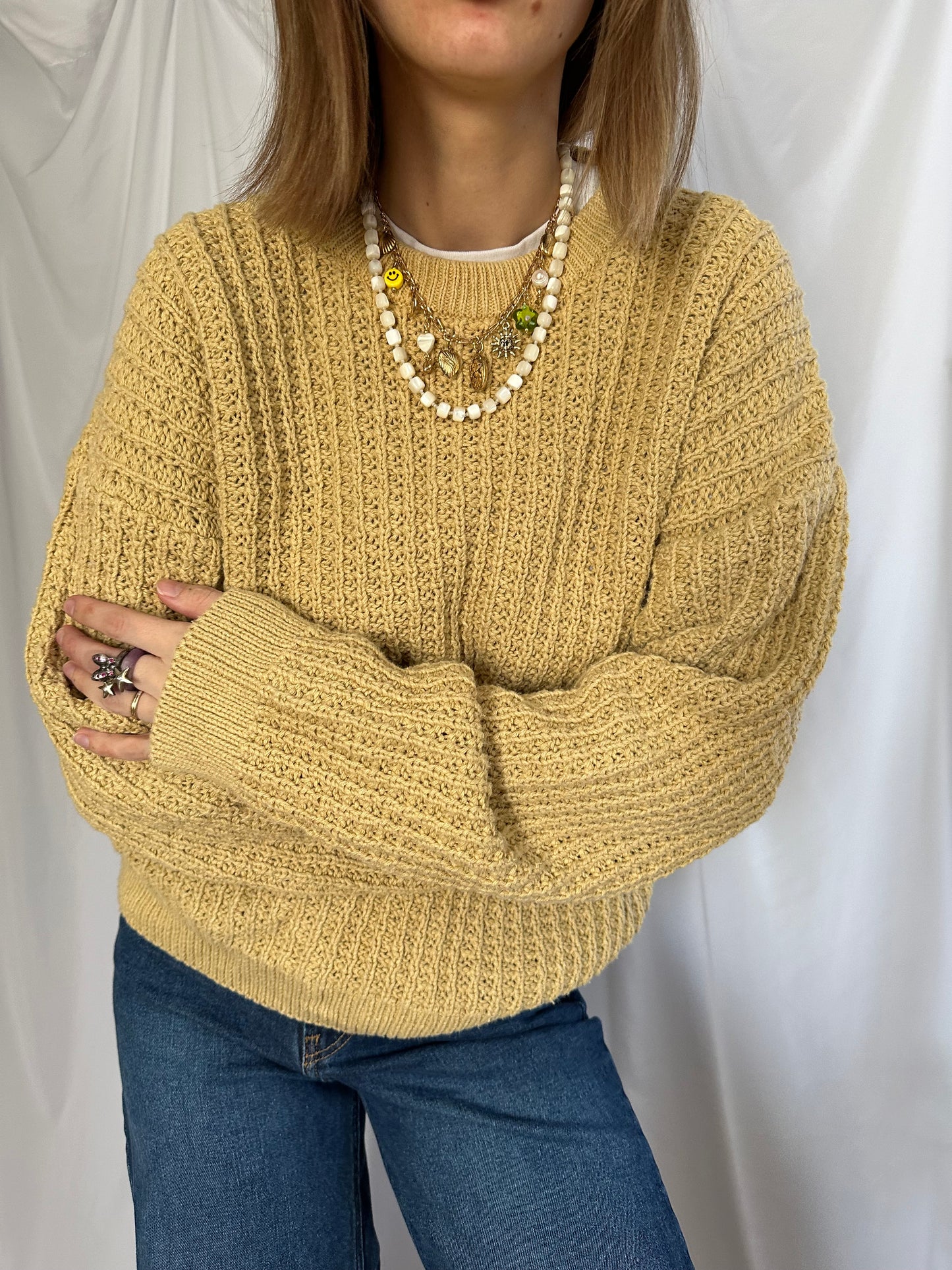 Mustard Waffle Sweater (L)