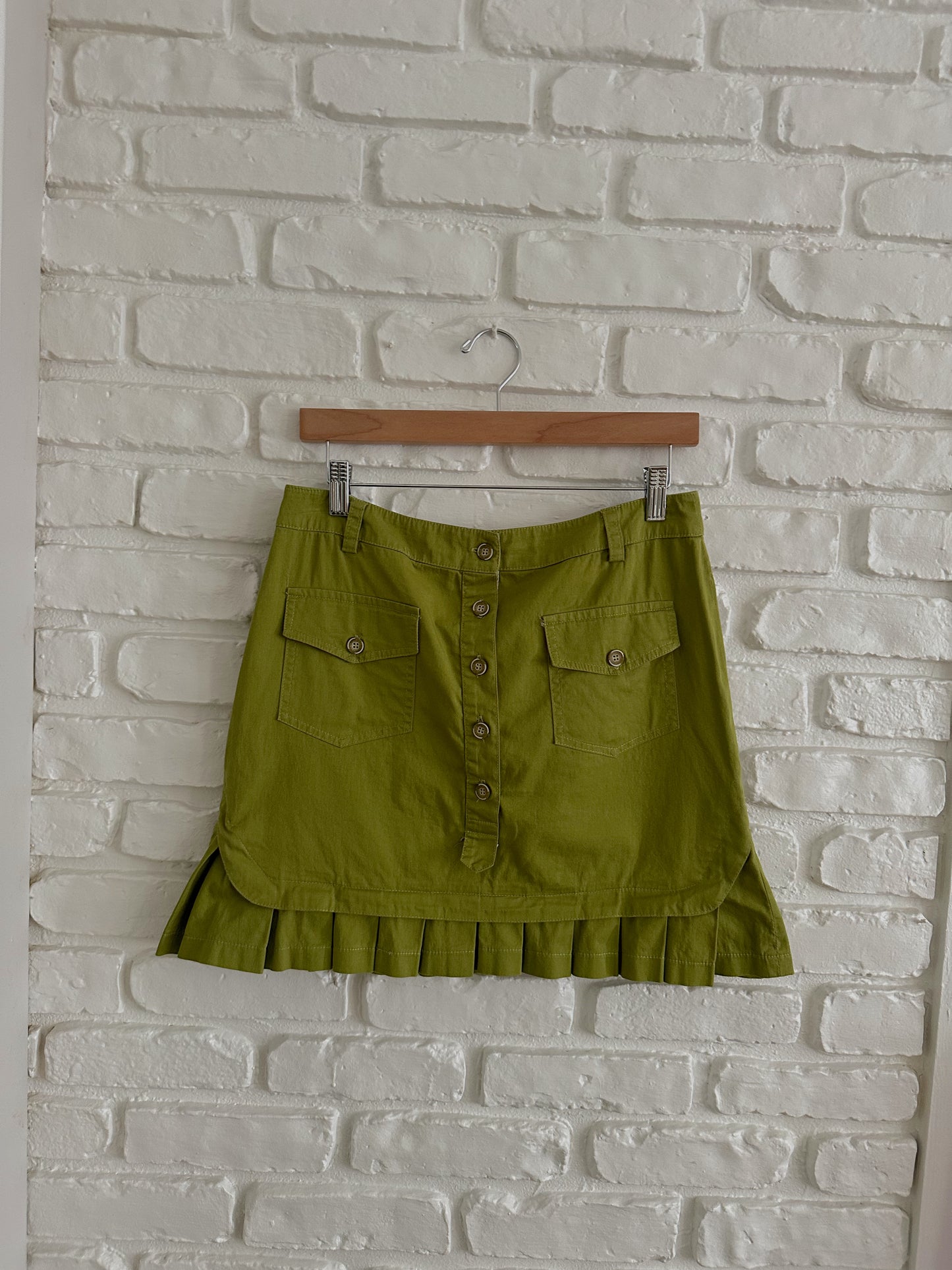 Green Pleated Peplum Mini Skirt (M)