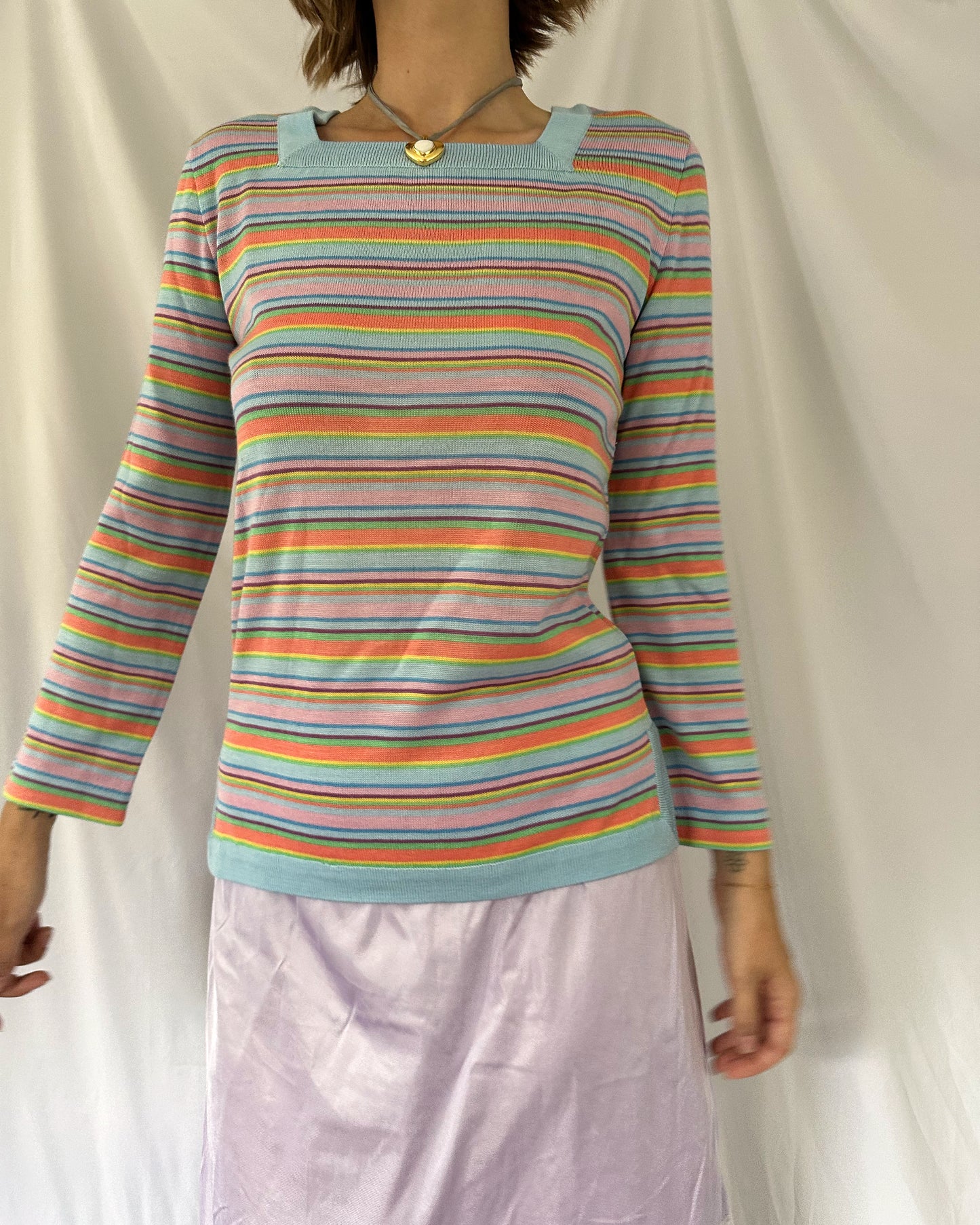 Rainbow Brite Square Neck Sweater (M)