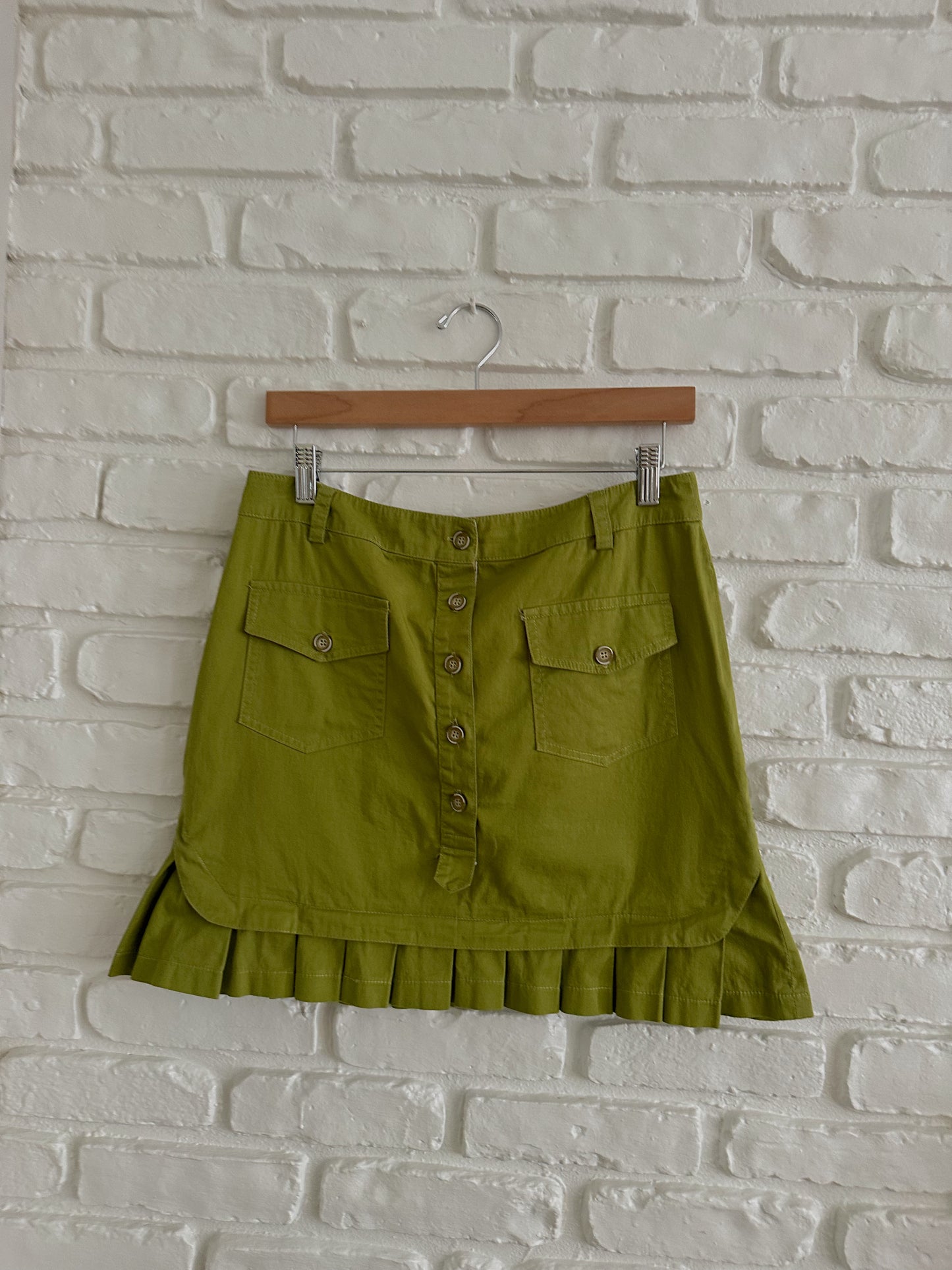 Green Pleated Peplum Mini Skirt (M)