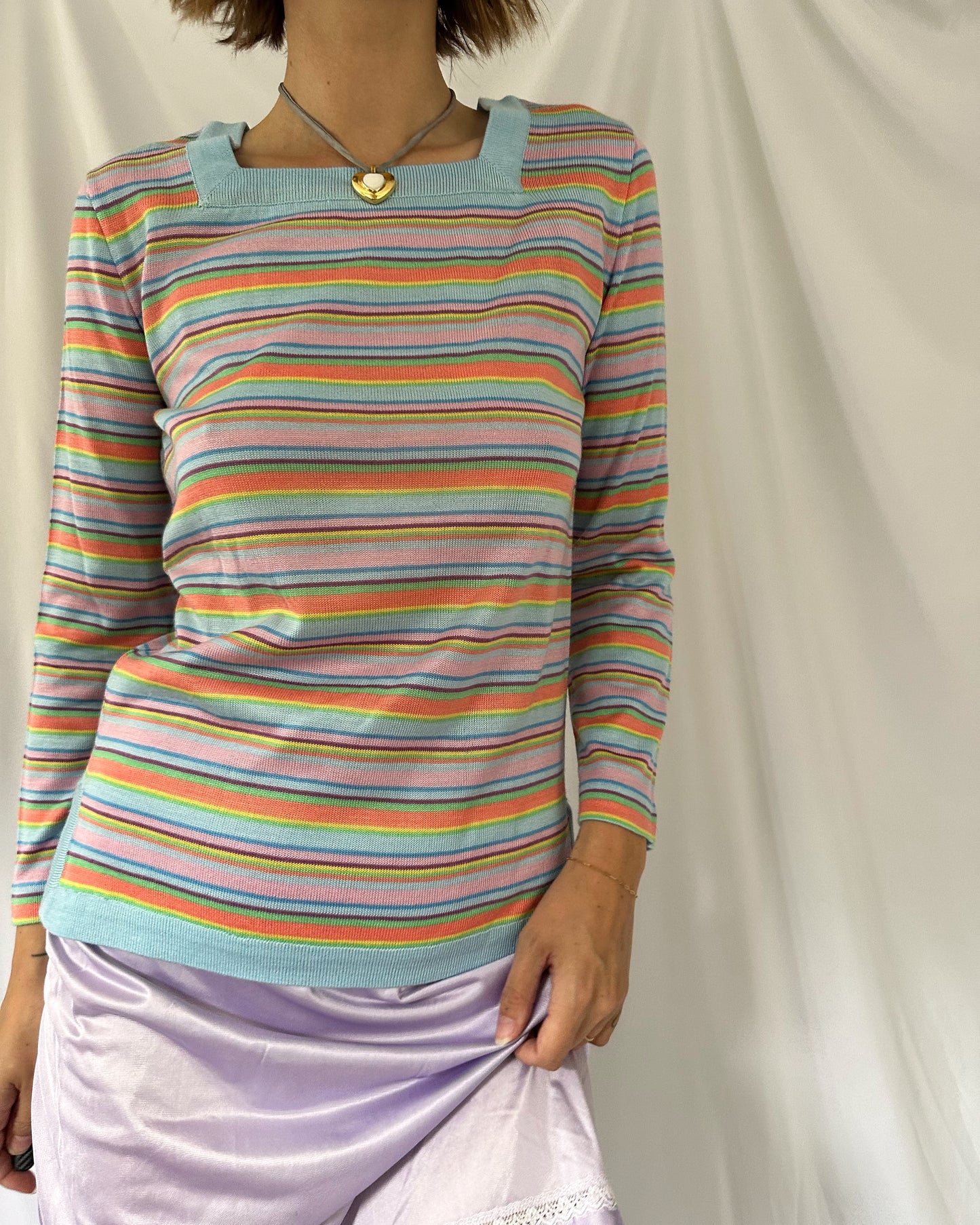 Rainbow Brite Square Neck Sweater (M)