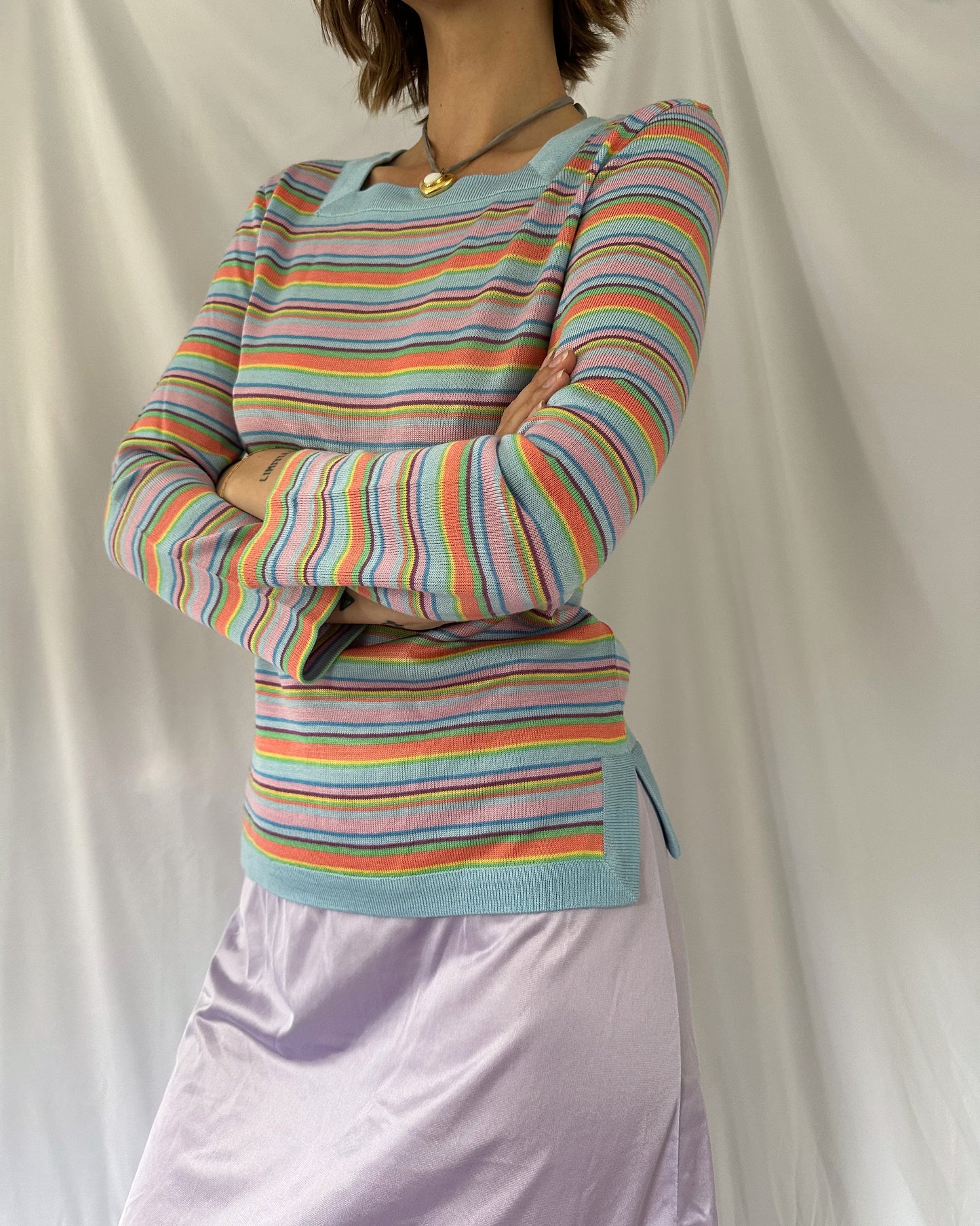 Rainbow Brite Square Neck Sweater (M)