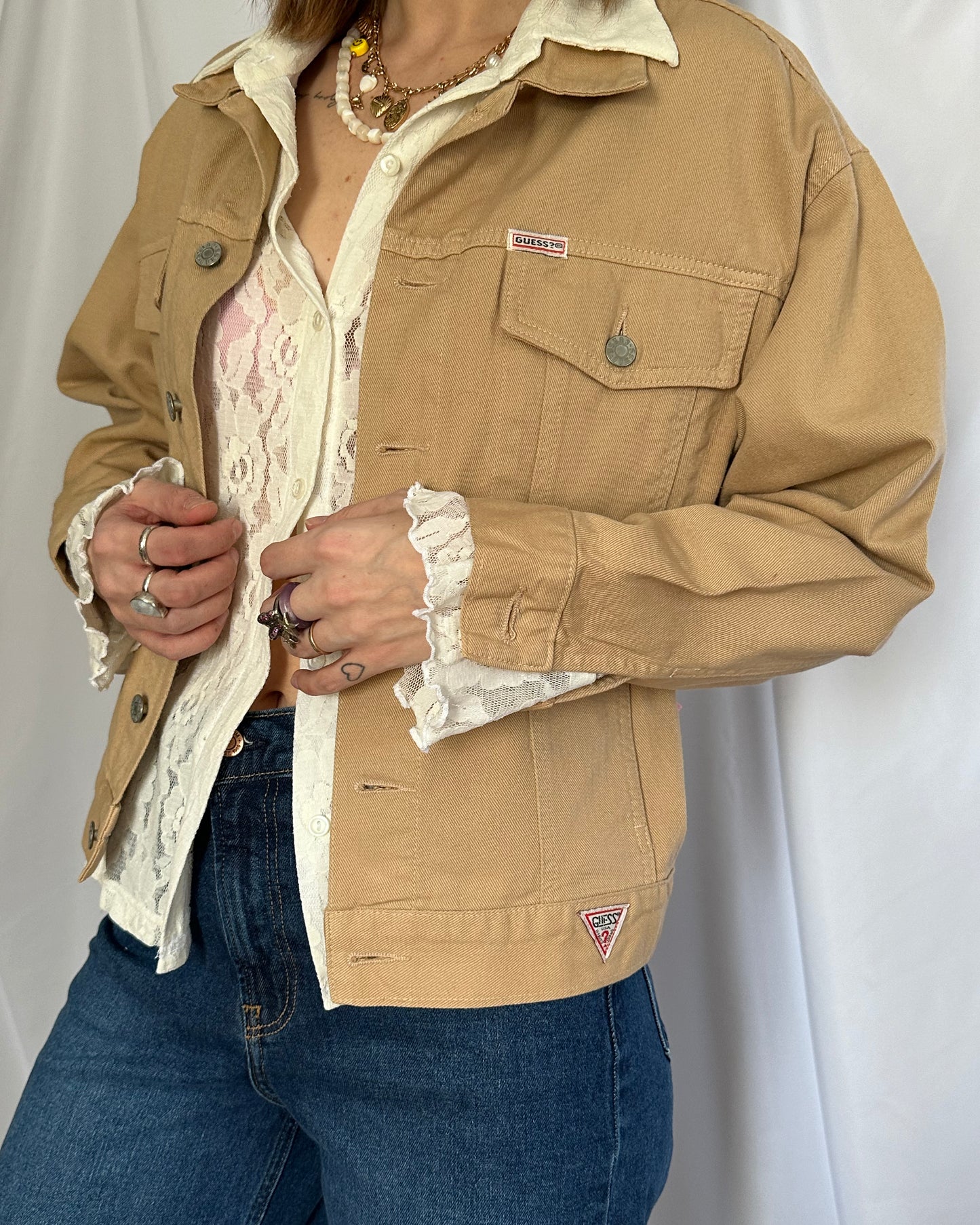 Tan GUESS Denim Jacket (S/M)