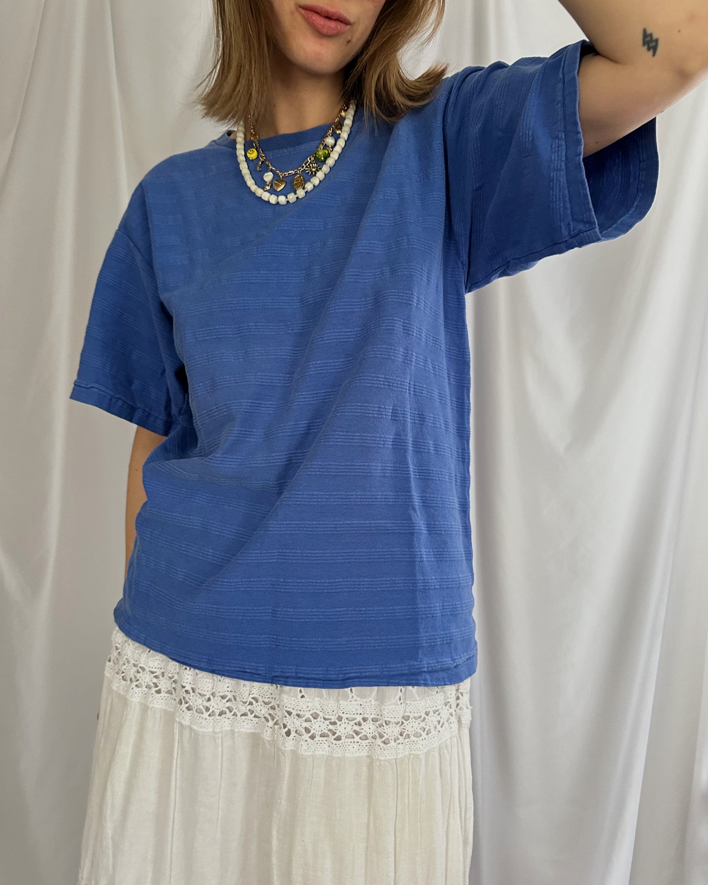 Boxy Blue Textured Tee (M/L)