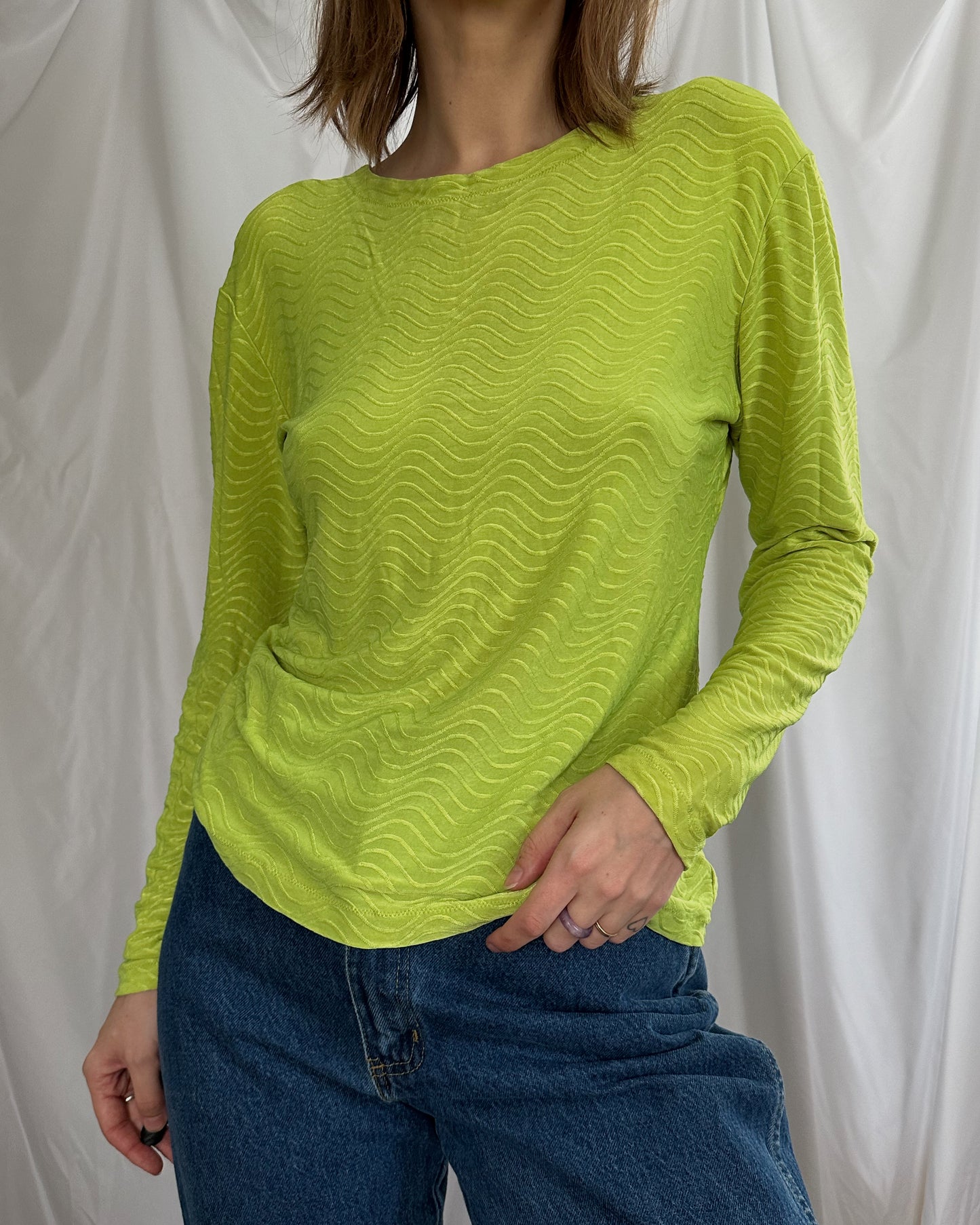 Lime Green Wavy Top (L/XL)