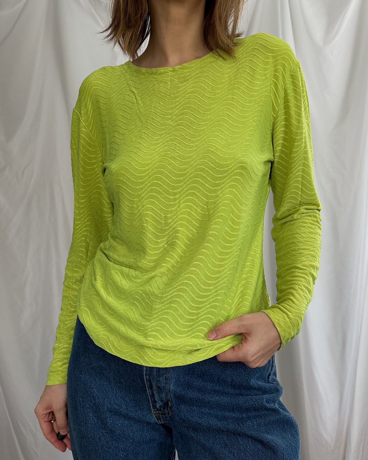 Lime Green Wavy Top (L/XL)