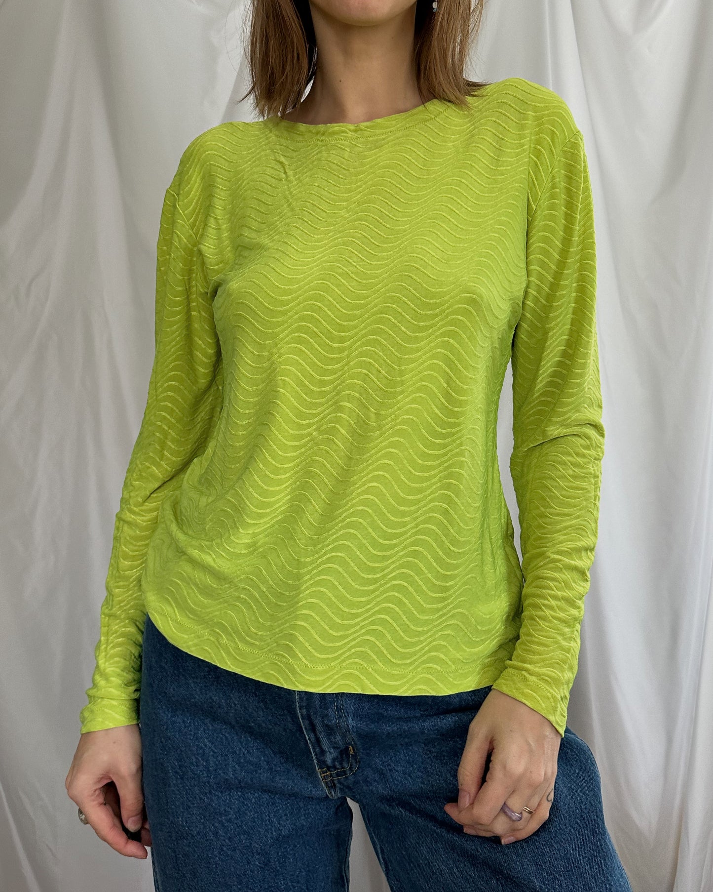 Lime Green Wavy Top (L/XL)