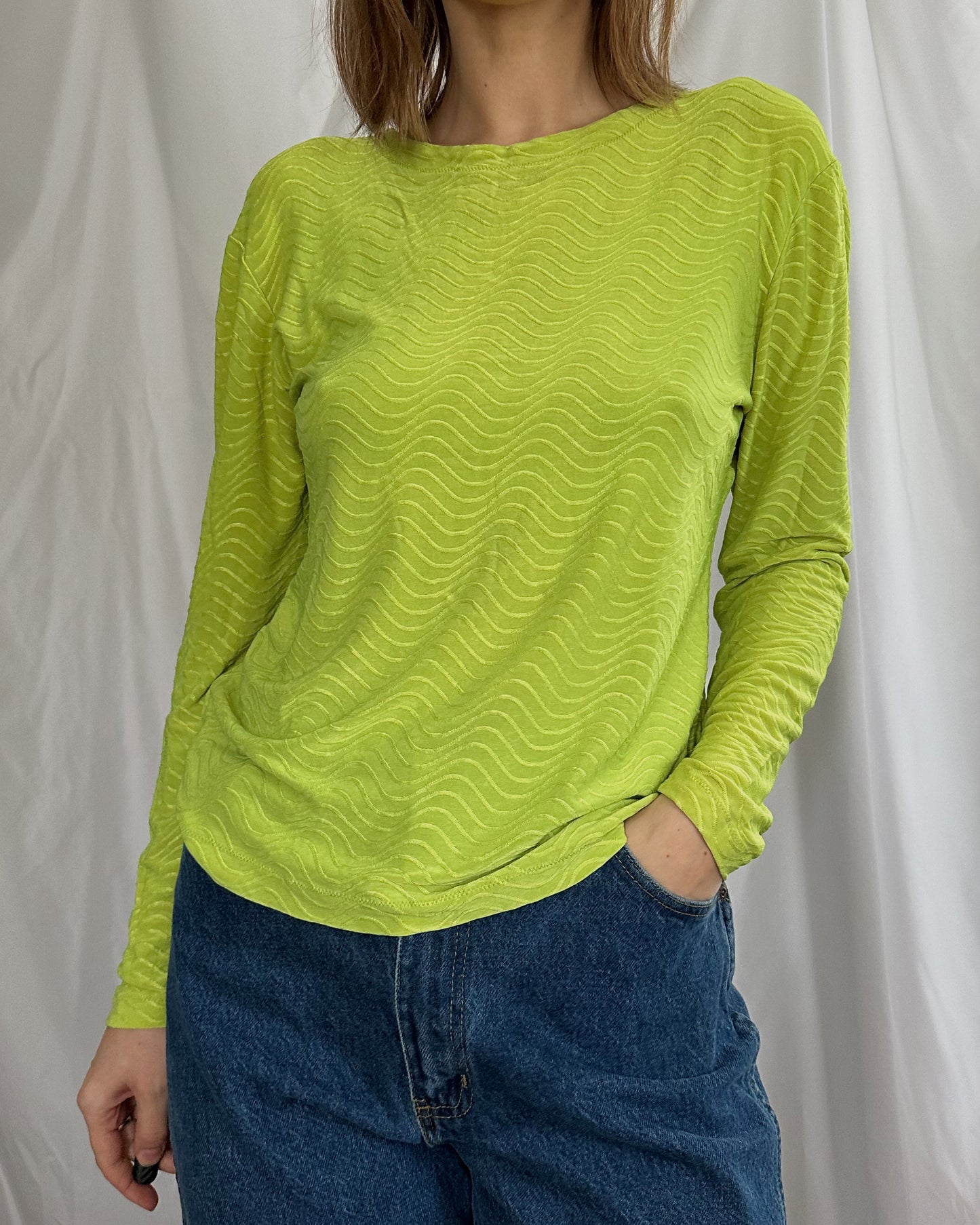 Lime Green Wavy Top (L/XL)